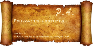 Paukovits Asszunta névjegykártya